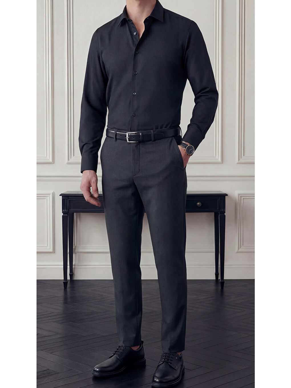 Gri Spor Klasik Füme Kolay Ütülenebilir Easy Iron Erkek Pantolon