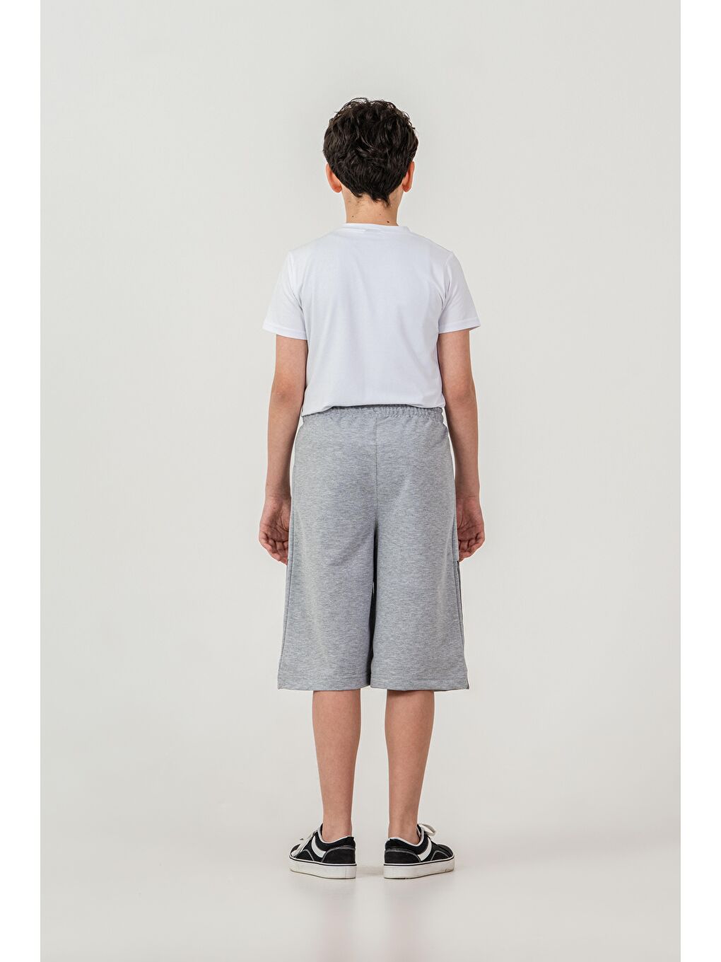 Gri Boston Nyc Baskılı Yanları Şeritli Erkek Çocuk Şort-5