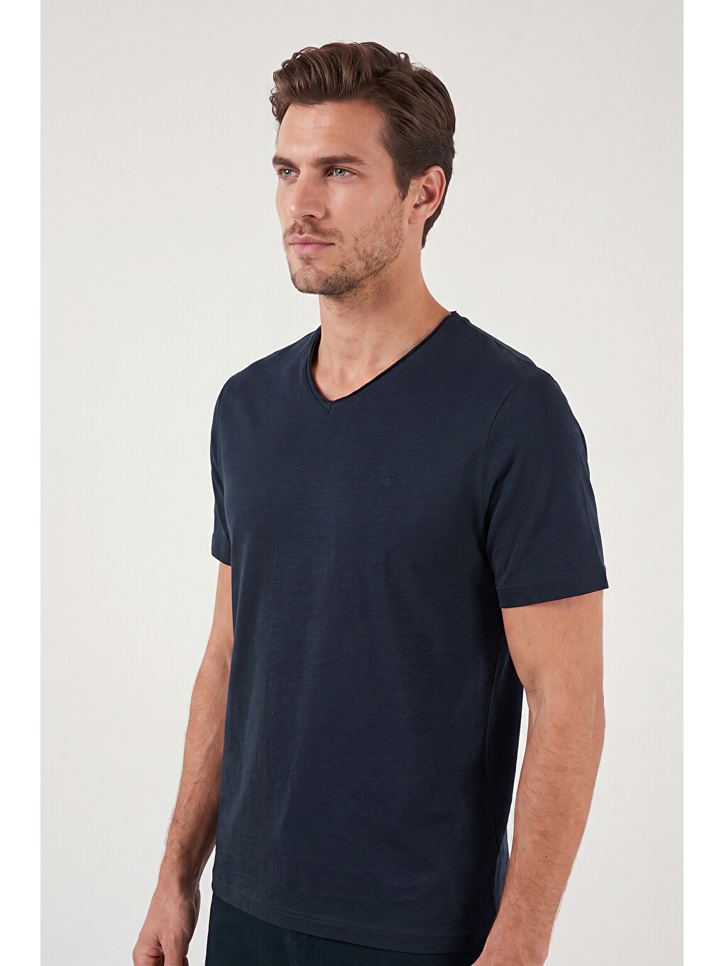 İndigo Pamuklu Regular Fit V Yaka T Shirt 5902719-3