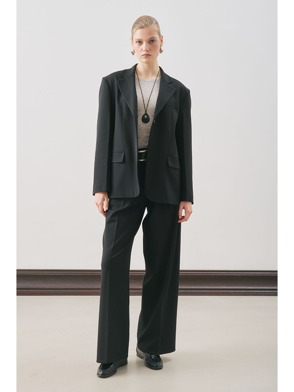 Jun Tek Düğmeli Blazer Ceket Siyah-6