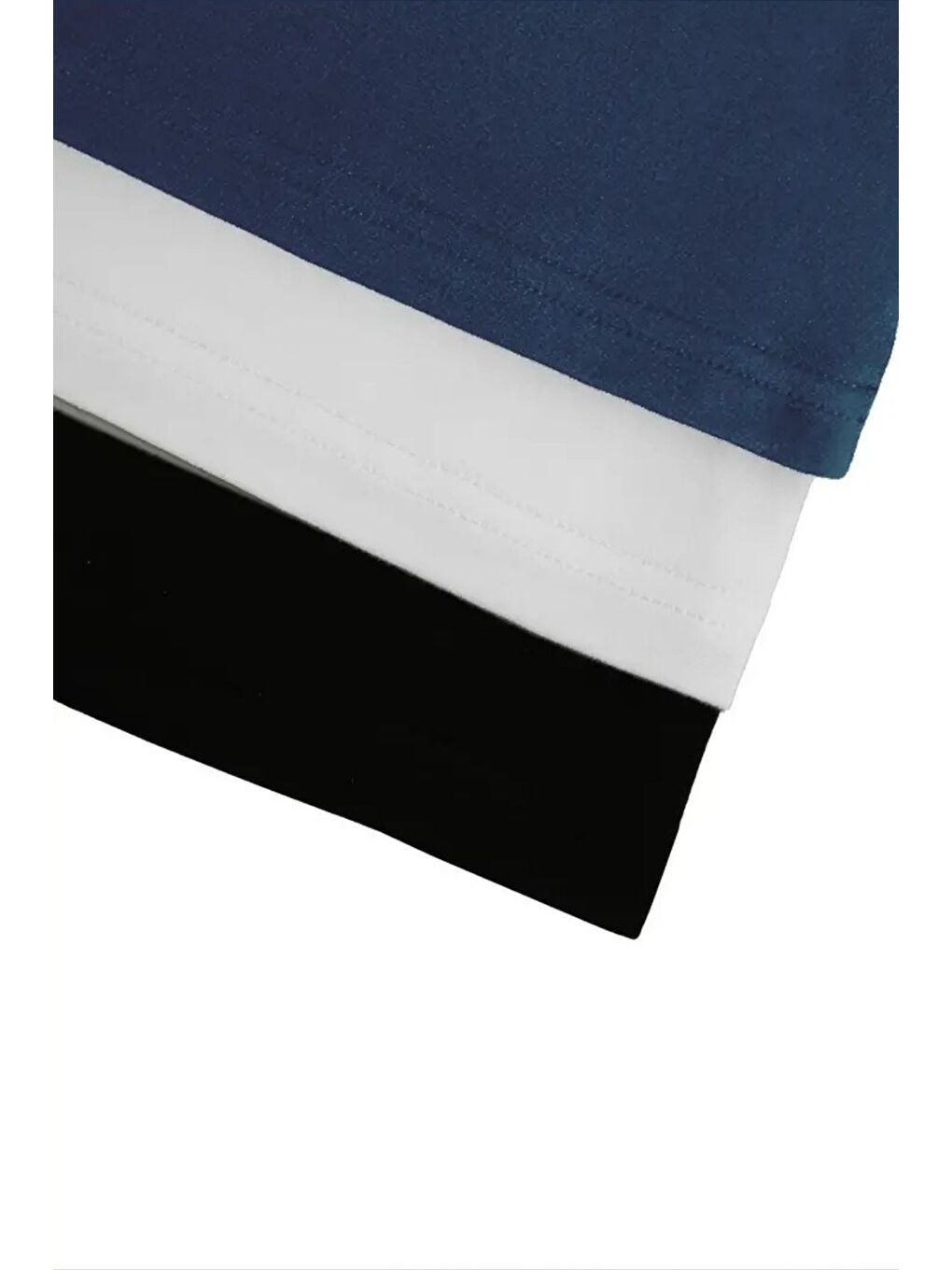 Karışık Lacivert Beyaz Siyah 3lü paket Kadın Düşük Omuz Kayık Yaka Oversize T-Shirt-5