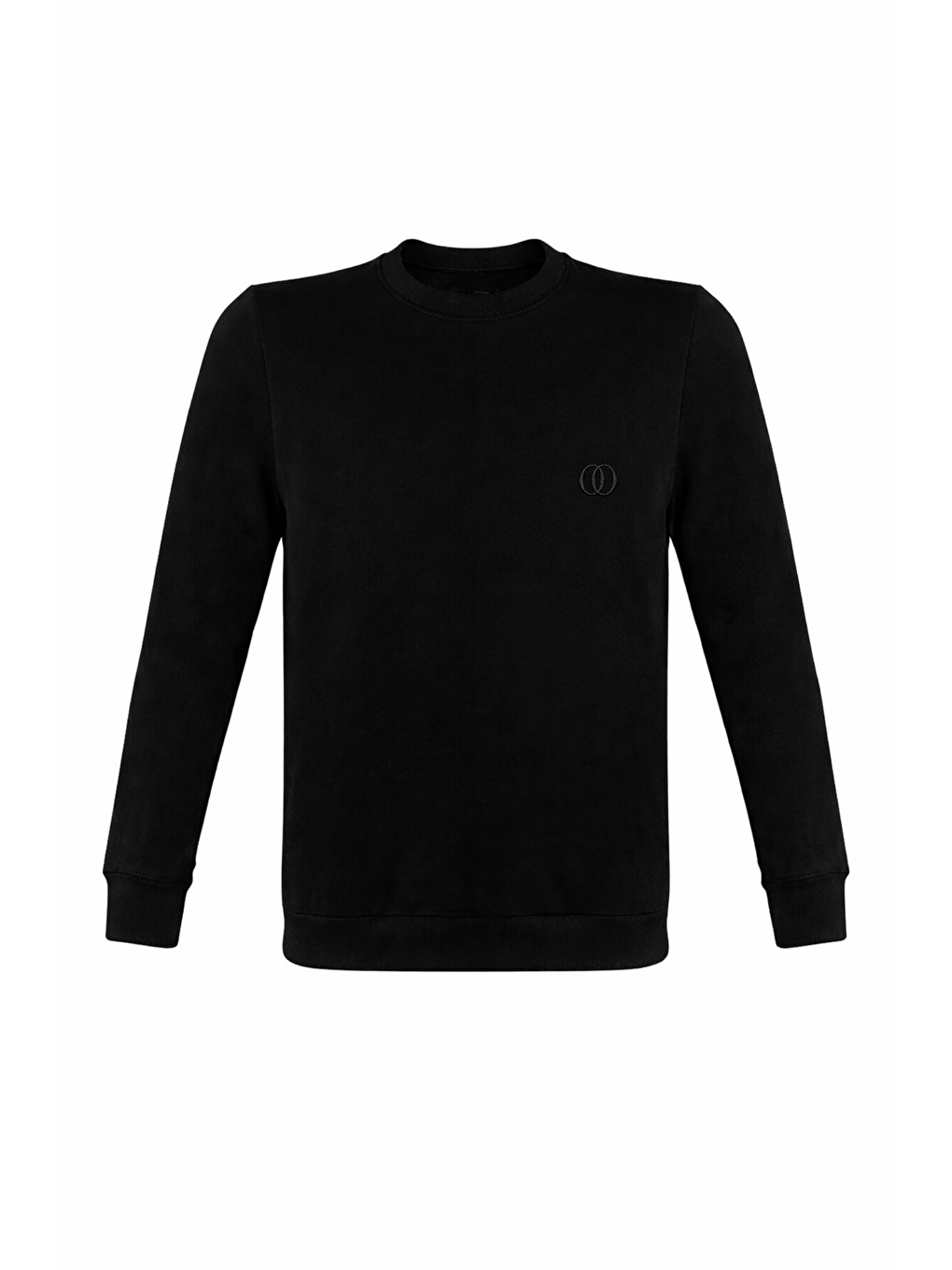 Siyah Erkek Pamuklu Sıfır Yaka Yüksek Kalite Uzun Kollu Kompakt Kumaş Sweatshirt