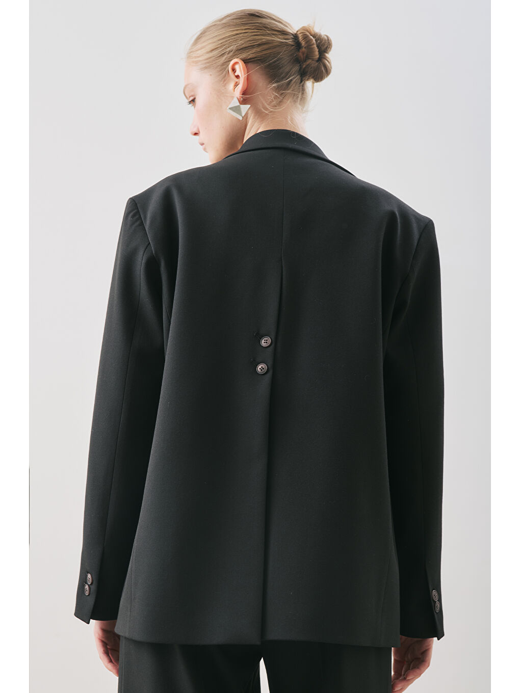 Jun Tek Düğmeli Blazer Ceket Siyah-7