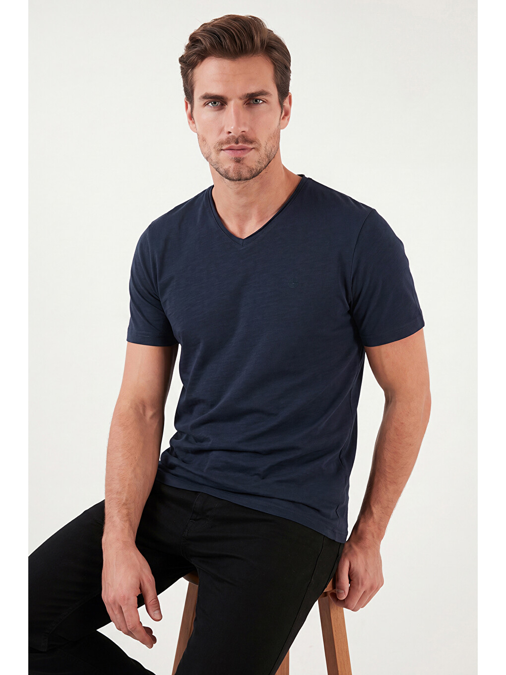 İndigo Pamuklu Regular Fit V Yaka T Shirt 5902719-4
