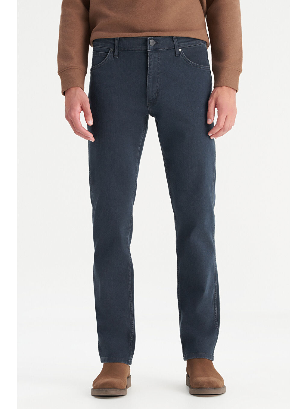 İndigo Greensboro Straight Fit Düz Kesim Düşük Bel Pamuklu Esnek Mavi Jean Denim Pantolon-1