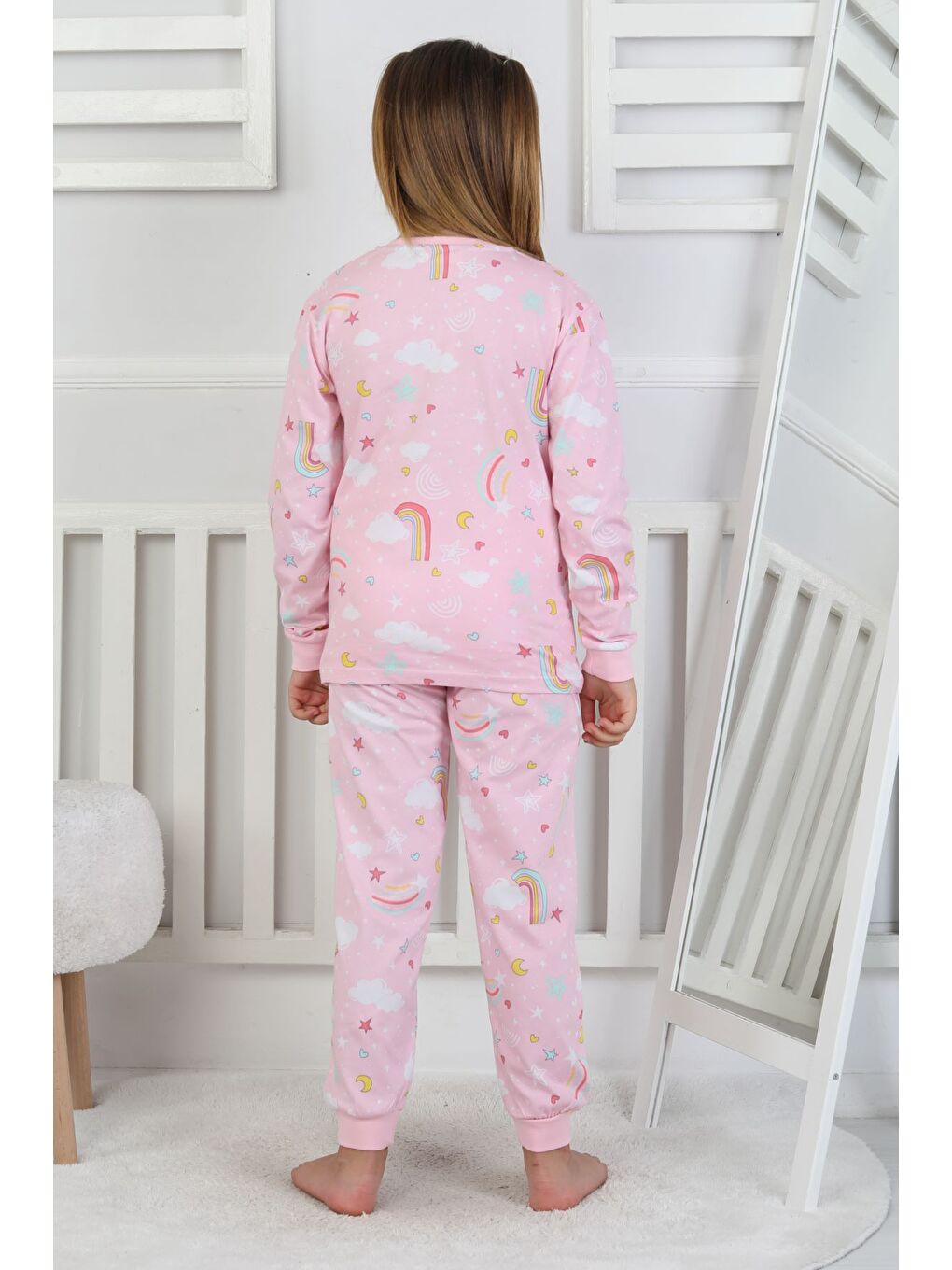 Pembe Cute Dreams Pattern Uzun Kollu Kız Çocuk Pijama Takımı-9
