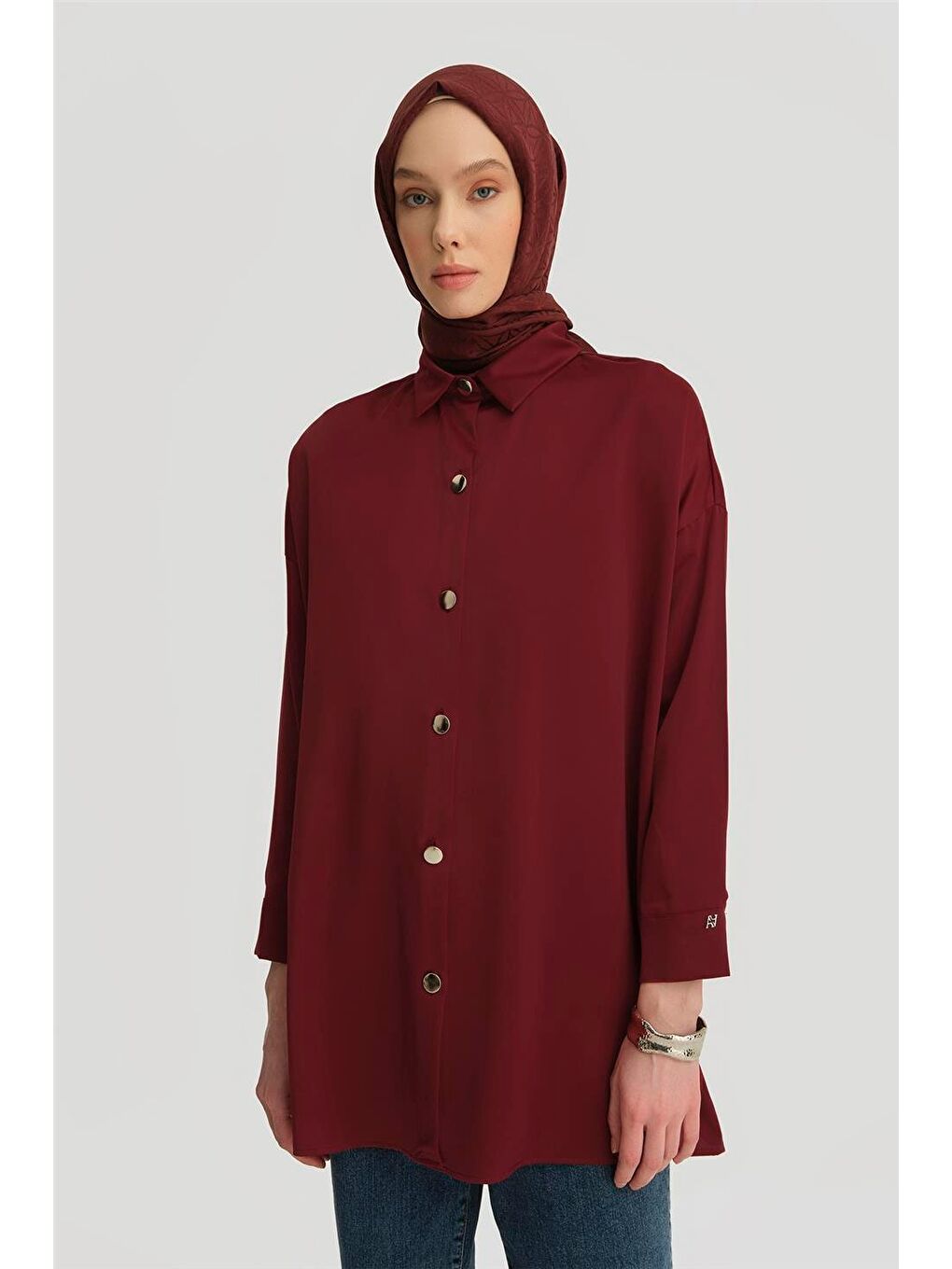 ARMİNE Gömlek Ortd8300-1 Bordo - 2
