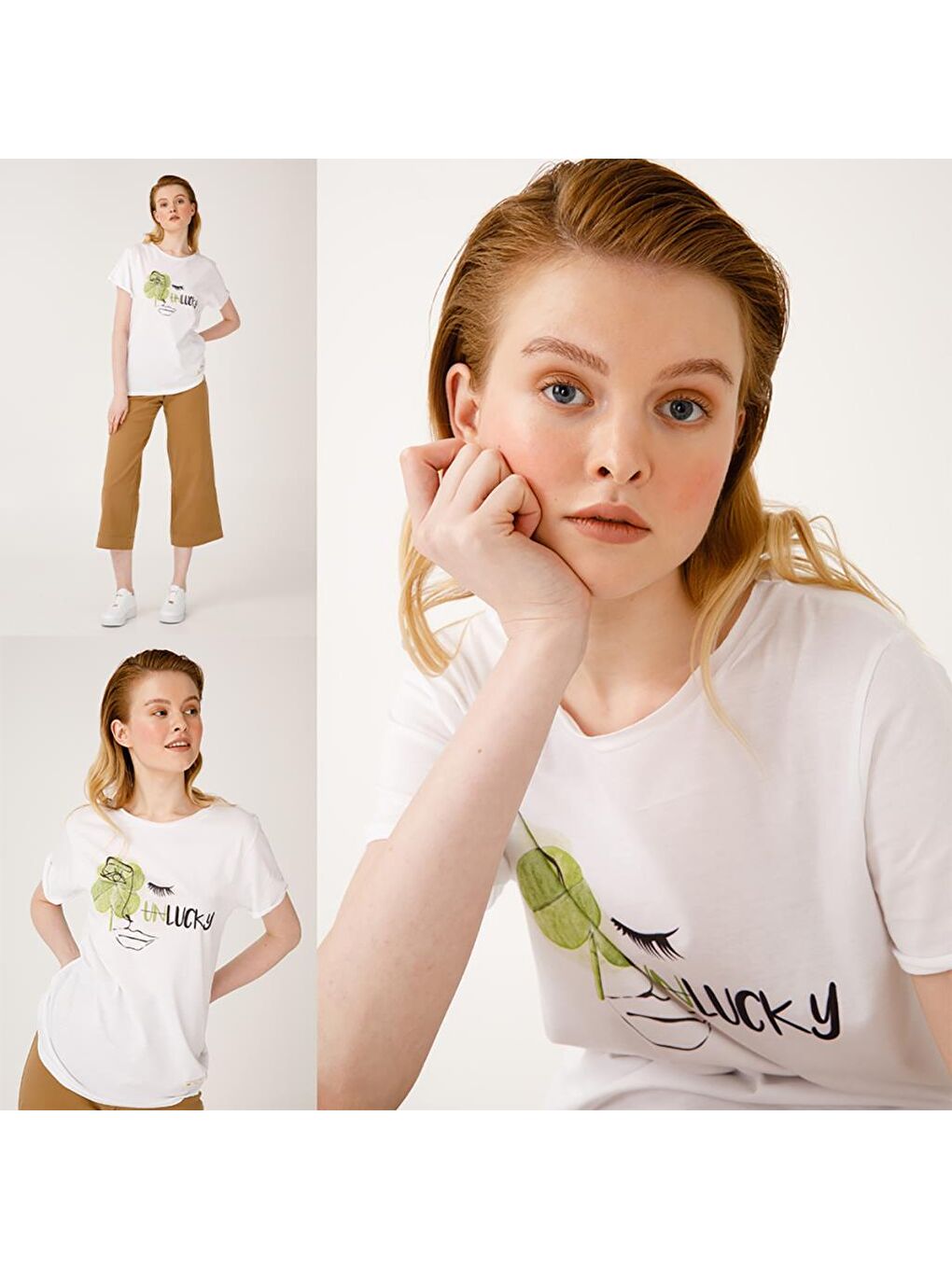 Beyaz Faces Lucky Kadın T-Shirt-5