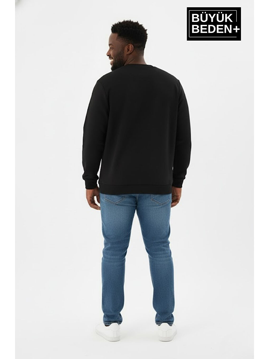 Siyah Erkek Büyük Beden CHEF Baskılı Bisilet Yaka İnce Sweatshirt SPR26BSW956-4-2
