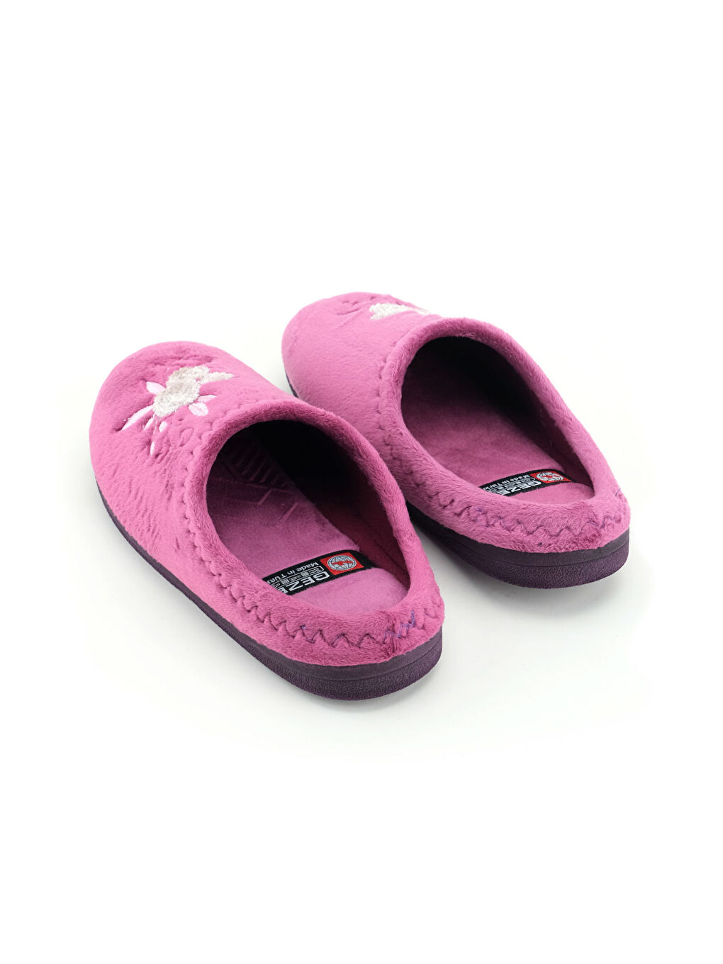 Mor Kadın Kışlık PU Rahat Taban Nakışlı Tasarım Ev Bahçe Terlik-3