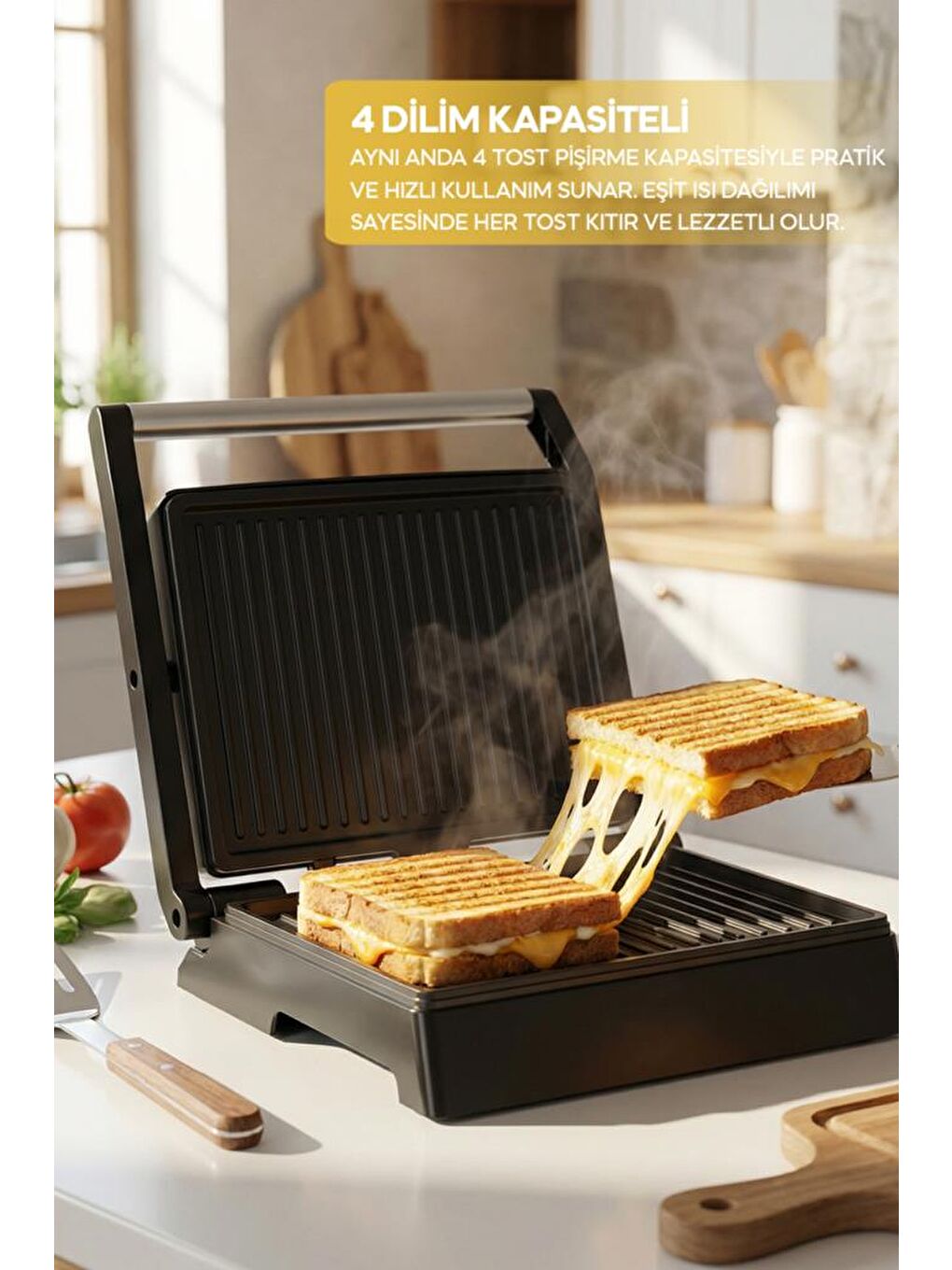 SSM-2594 1000W Izgara ve Tost Makinesi 180° Açılabilir Yapışmaz Plaka-1