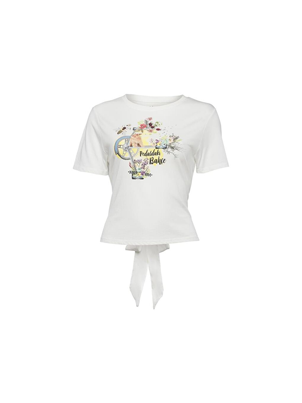 Beyaz Nature Pedaldaki Bahçe Kadın T-shirt