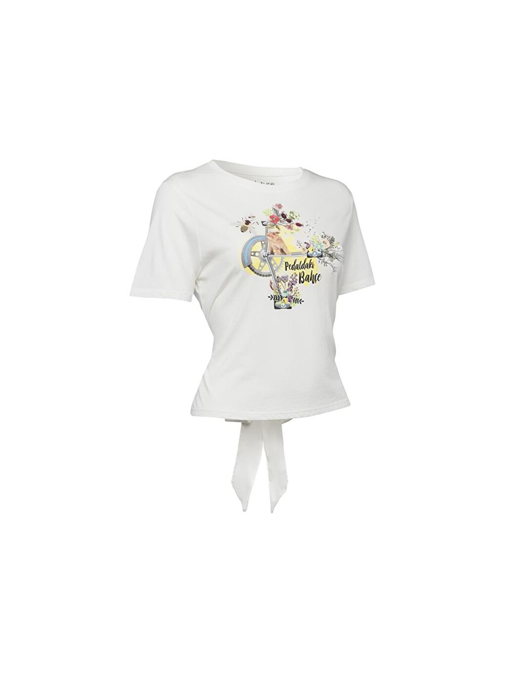 Beyaz Nature Pedaldaki Bahçe Kadın T-shirt-1