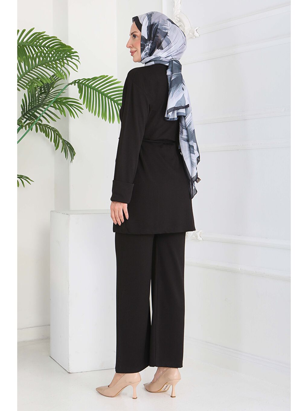 Düğme Detaylı Modal İkili Takım Siyah - 28013-SIYAH-5