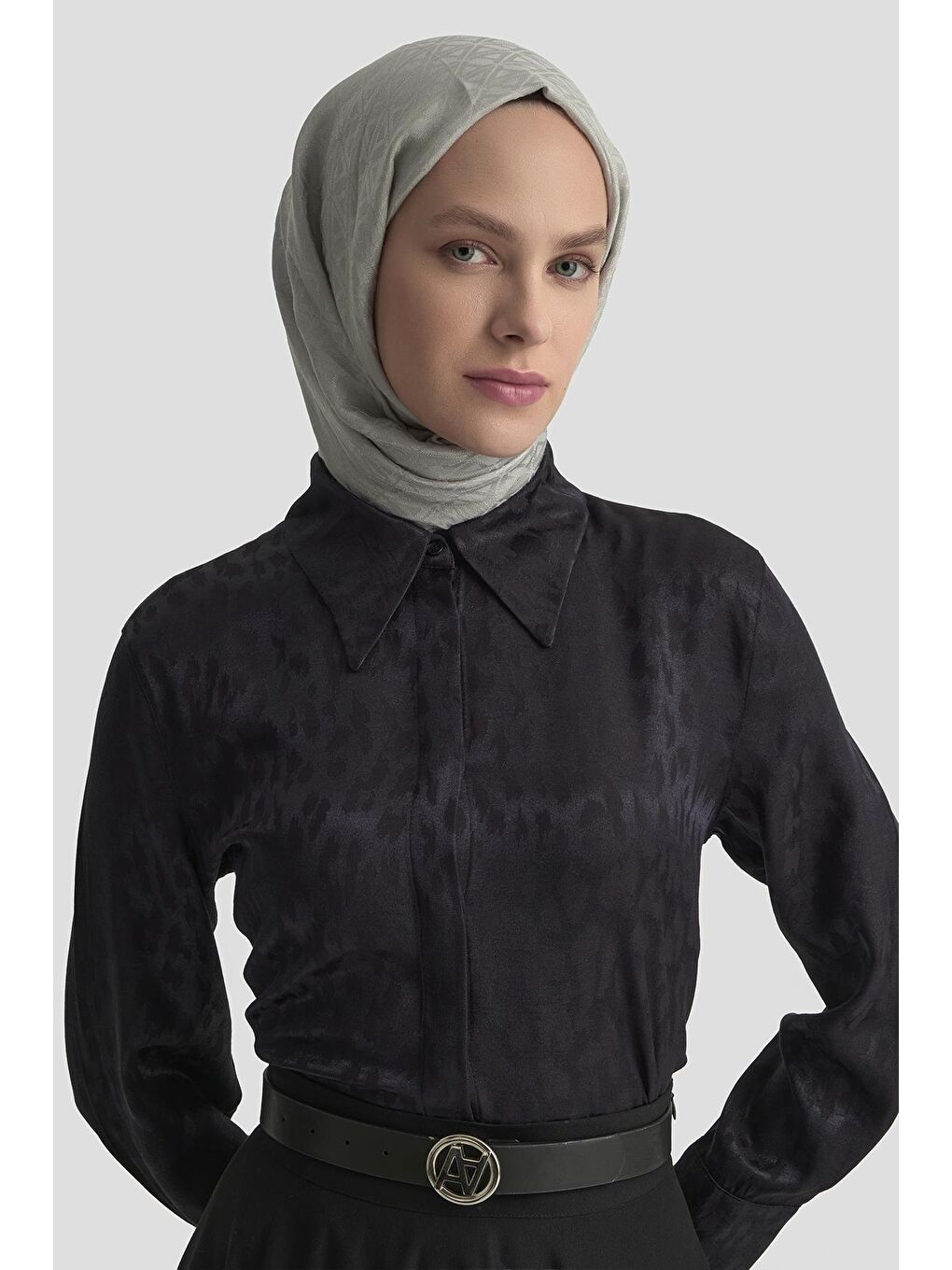 Leopar Desenli Gömlek 25Km1021 Siyah