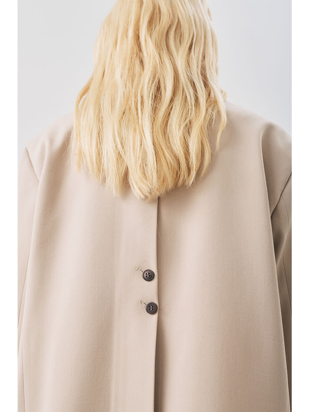 Jun Tek Düğmeli Blazer Ceket Bej-7