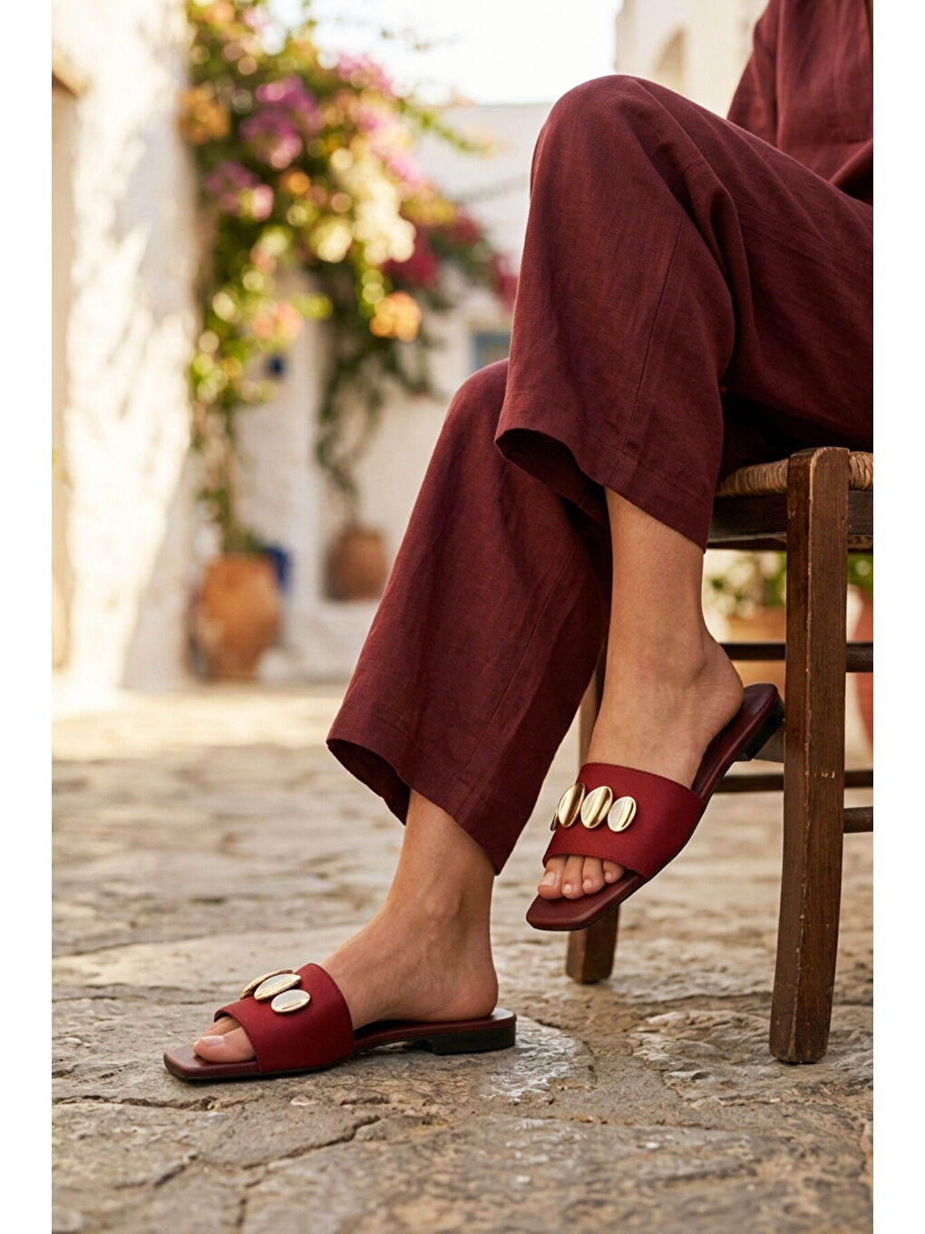 Bordo İnce Tabanlı Hafif Kadın Terlik 513113 Z-2