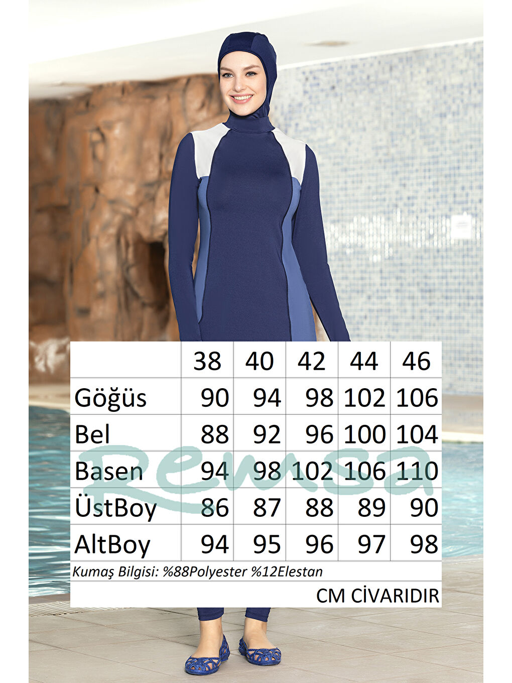 Elastanlı Tam Kapalı Tesettür Mayo 1267 02 Lacivert-2