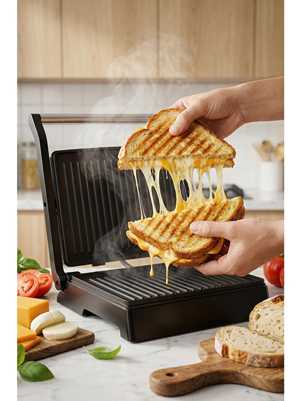 SSM-2594 1000W Izgara ve Tost Makinesi 180° Açılabilir Yapışmaz Plaka-2