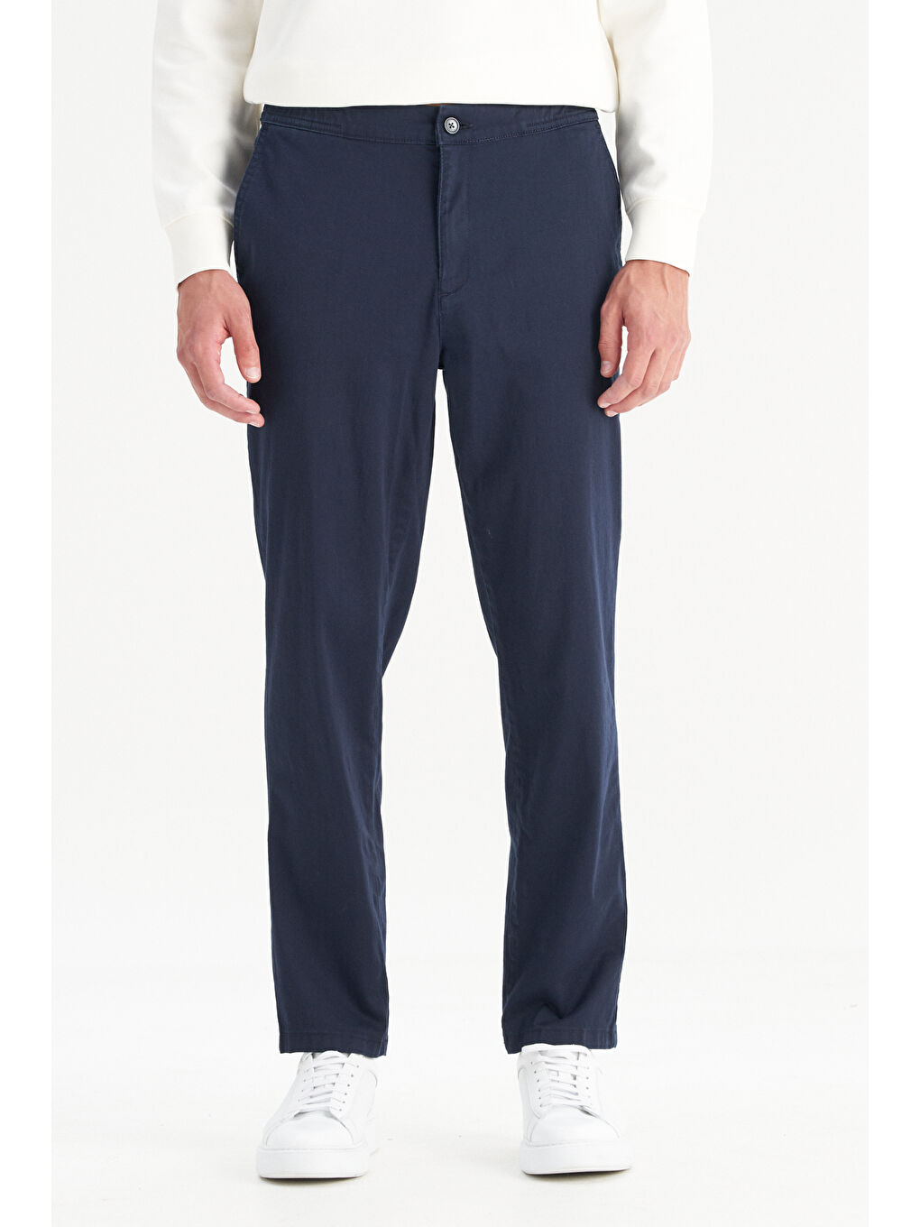 Lacivert Pamuklu Slim Fit Dar Kesim Cepli Yumuşak Dokulu Esnek Pantolon-1