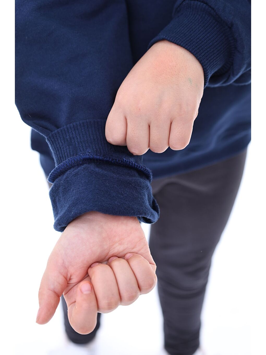 Lacivert Basic Bisiklet Yaka Şardonlu Çocuk Sweatshirt 3-12 Yaş-1