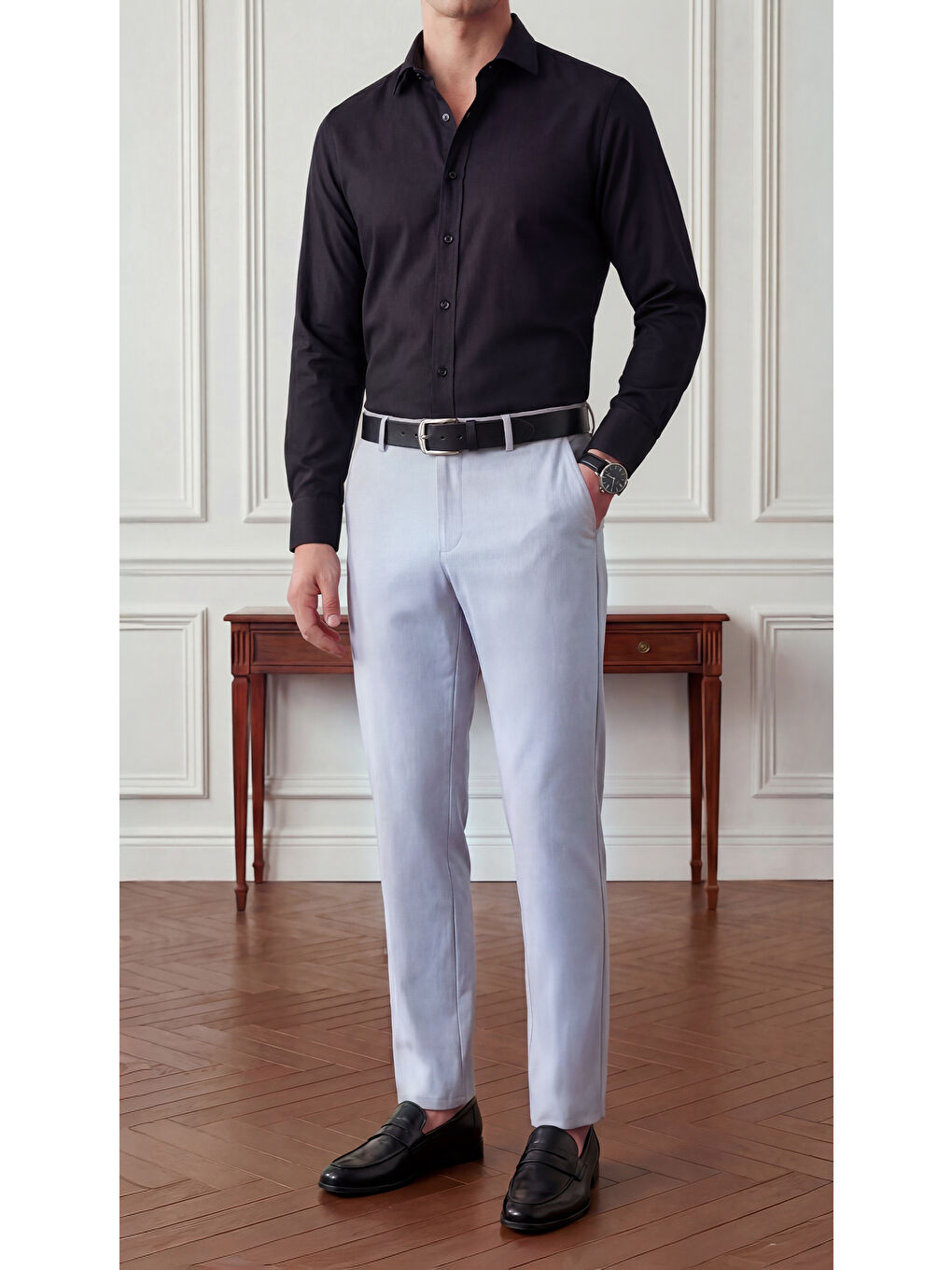 Spor Klasik Gri Kolay Ütülenebilir Easy Iron Erkek Pantolon