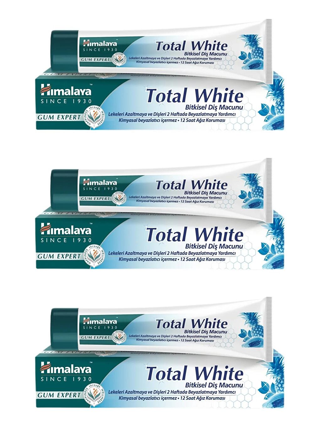 Himalaya Since 1930 Total White Beyazlatıcı Diş Macunu, Bitkisel, Vejetaryen, Florürsüz, Parabensiz, 100 ml 3 Adet