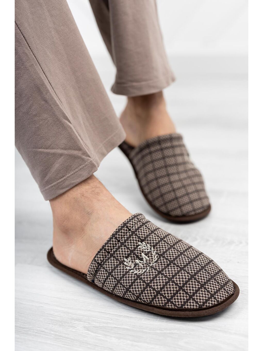 Kahverengi MTF-2150 Erkek Terlik Ev Terliği-1