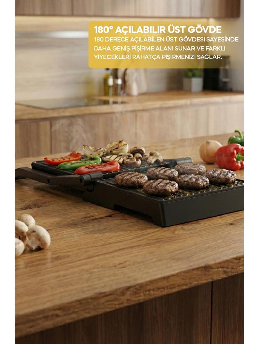 SSM-2594 1000W Izgara ve Tost Makinesi 180° Açılabilir Yapışmaz Plaka-3