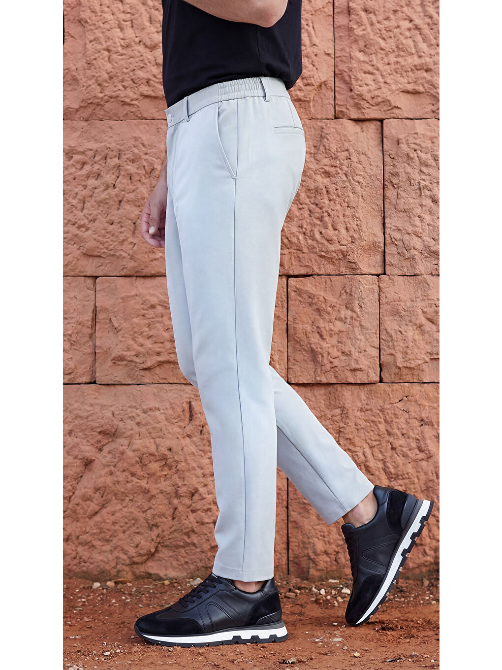 Spor Klasik Gri Kolay Ütülenebilir Easy Iron Erkek Pantolon-1
