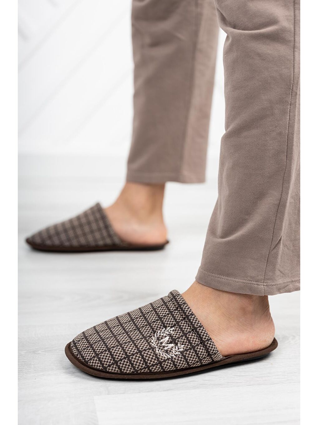 Kahverengi MTF-2150 Erkek Terlik Ev Terliği-2