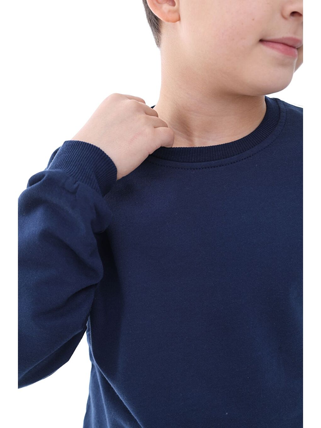 Lacivert Basic Bisiklet Yaka Şardonlu Çocuk Sweatshirt 3-12 Yaş-2