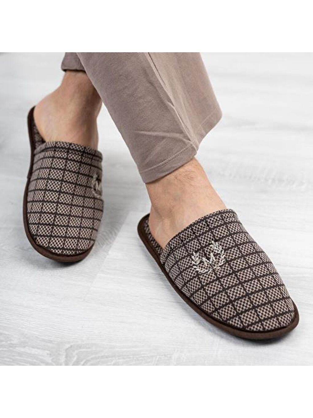 Kahverengi MTF-2150 Erkek Terlik Ev Terliği-3