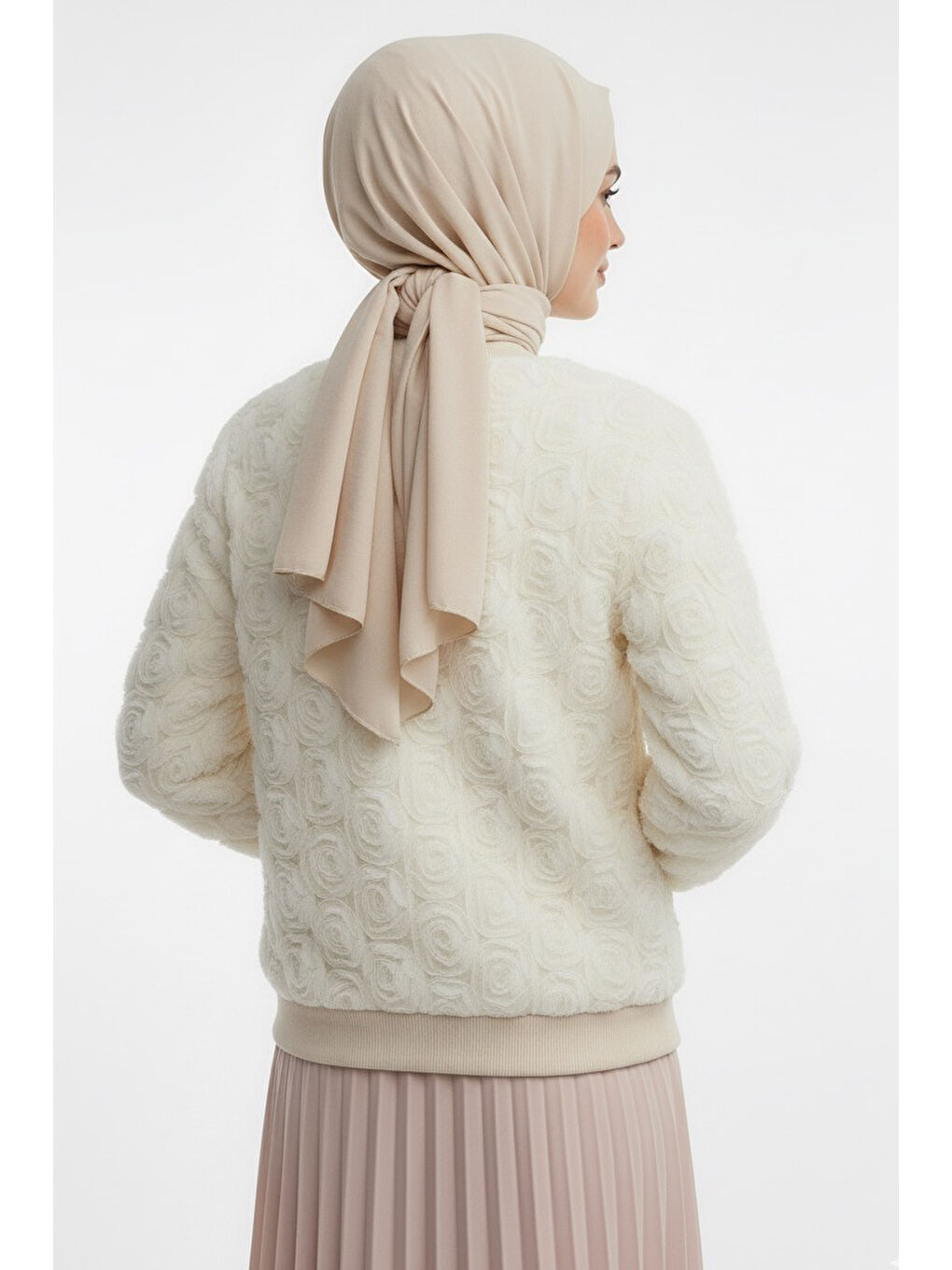 Ekru Güllü Tül Mont Krem - 28014-KREM-3