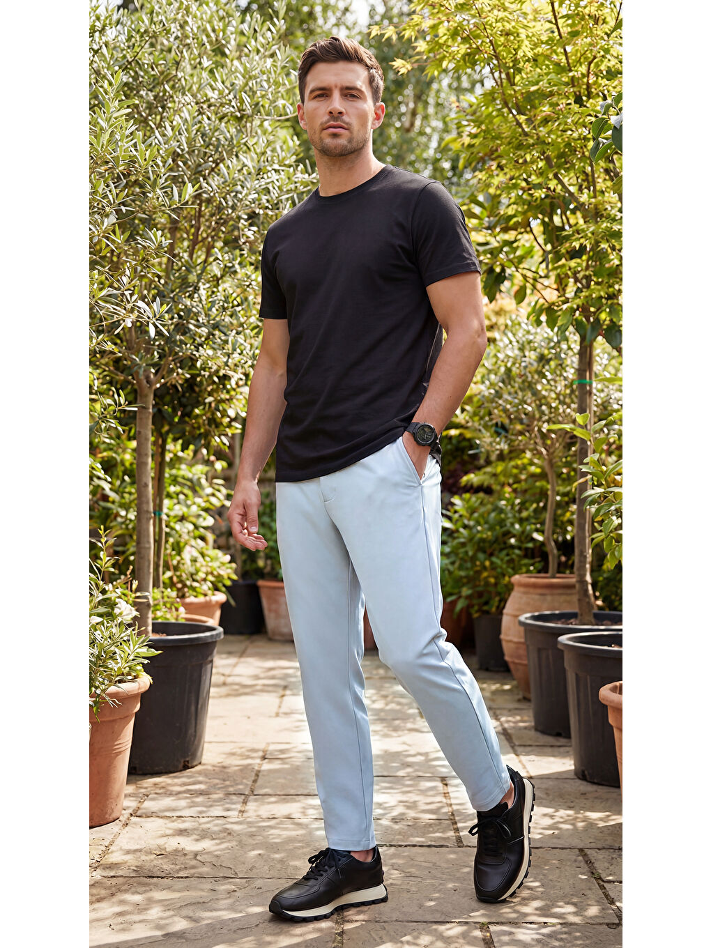 Spor Klasik Gri Kolay Ütülenebilir Easy Iron Erkek Pantolon-3