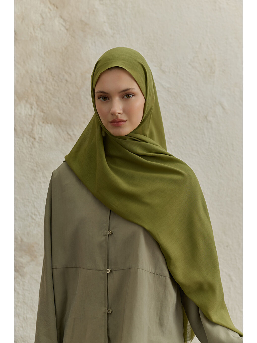 Soft Line Pamuk Şal Yağ Yeşili