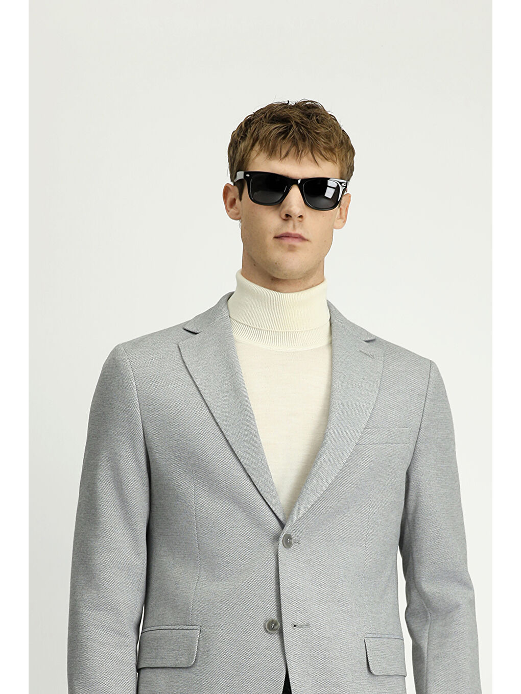 Gri 6 Drop Regular Fit Standart Kesim Desenli Klasik Pamuklu Ceket-3