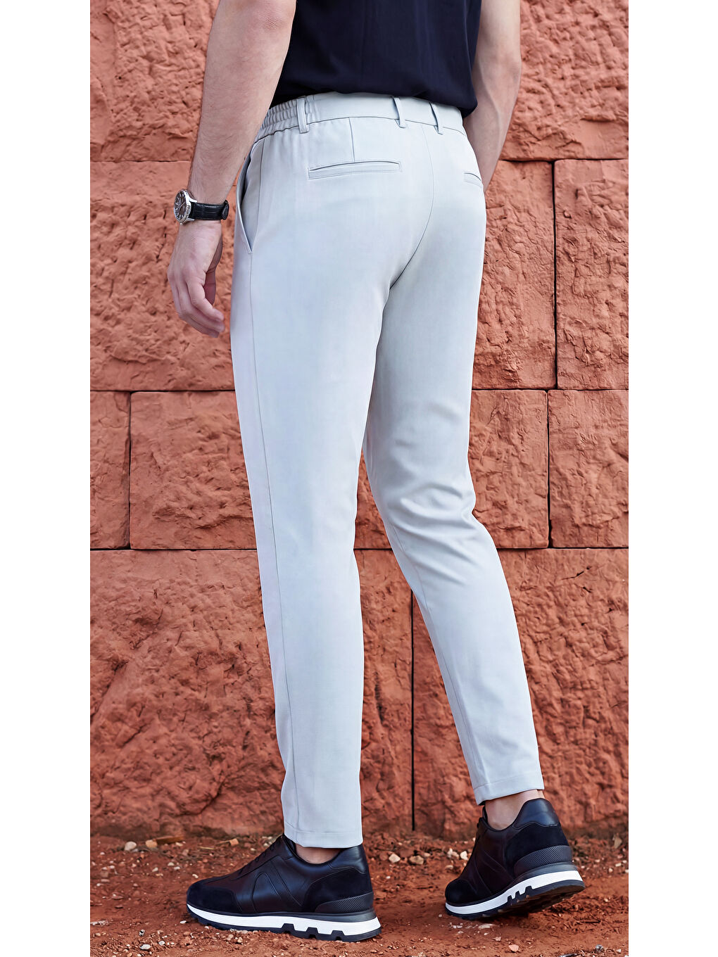 Spor Klasik Gri Kolay Ütülenebilir Easy Iron Erkek Pantolon-5