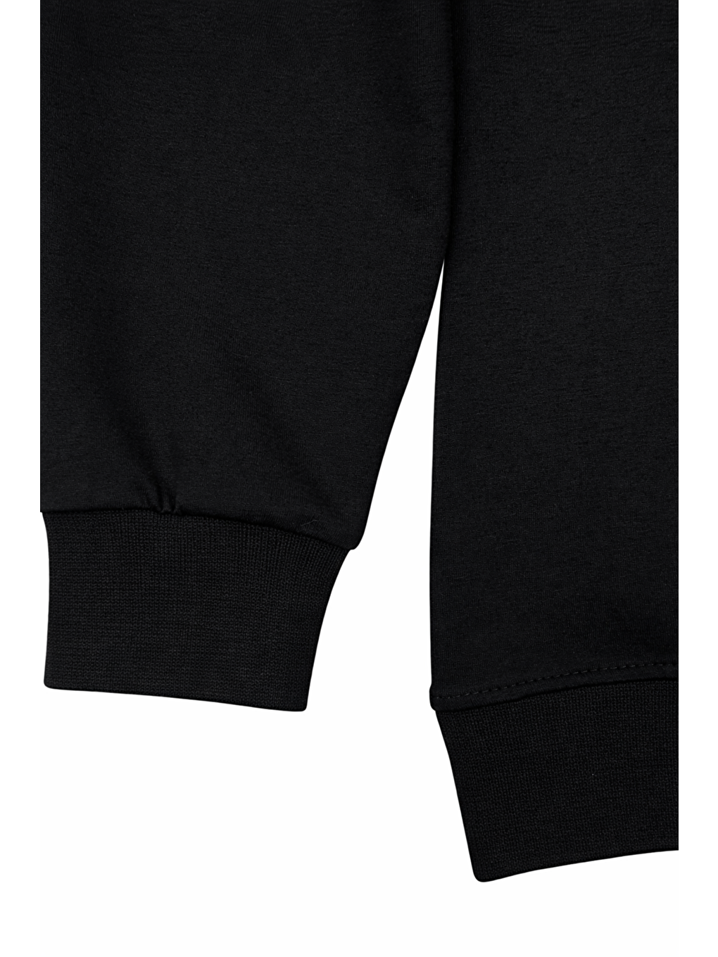 Siyah Erkek Pamuklu Sıfır Yaka Yüksek Kalite Uzun Kollu Kompakt Kumaş Sweatshirt-3