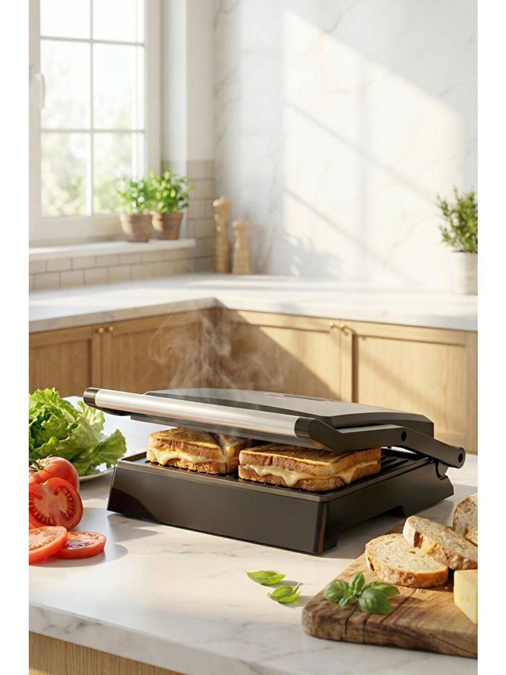 SSM-2594 1000W Izgara ve Tost Makinesi 180° Açılabilir Yapışmaz Plaka-5