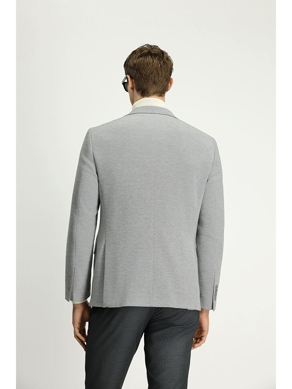 Gri 6 Drop Regular Fit Standart Kesim Desenli Klasik Pamuklu Ceket-4