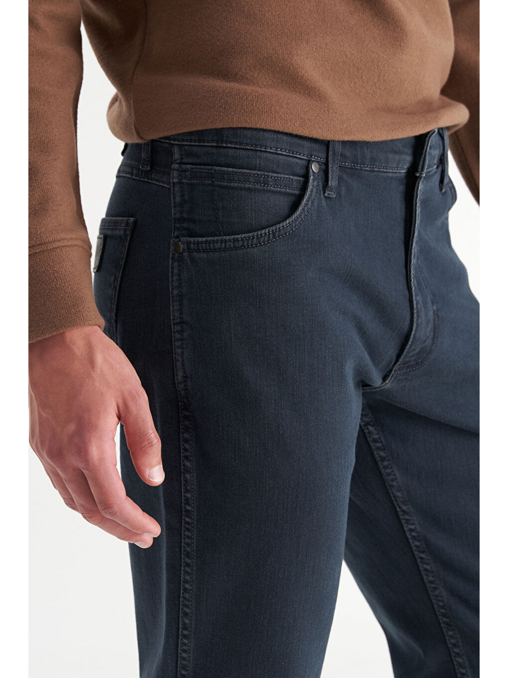 İndigo Greensboro Straight Fit Düz Kesim Düşük Bel Pamuklu Esnek Mavi Jean Denim Pantolon-3