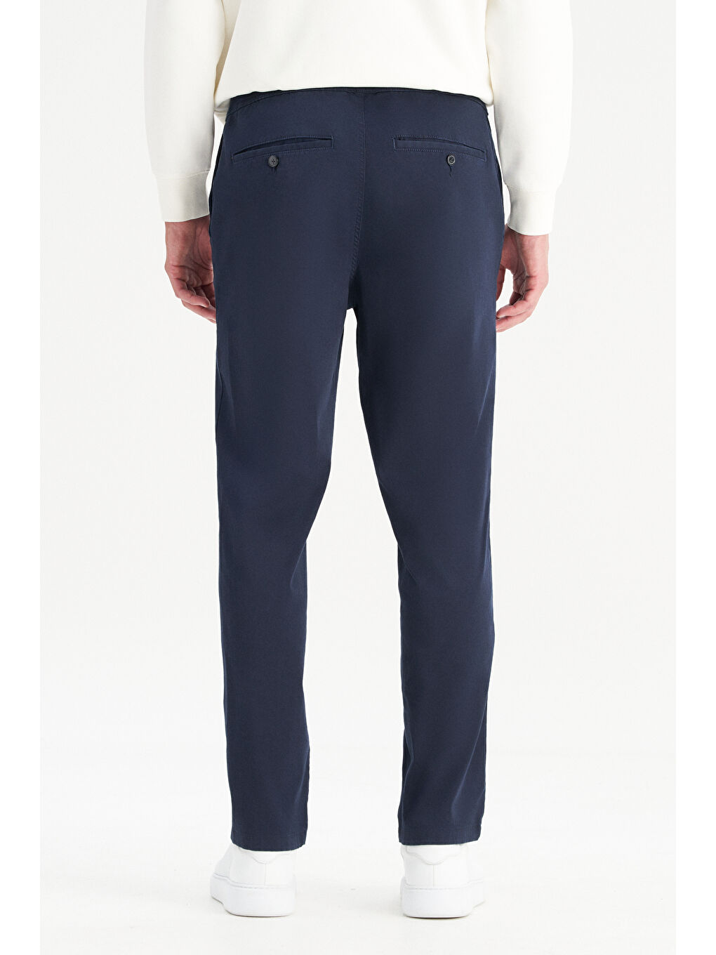 Lacivert Pamuklu Slim Fit Dar Kesim Cepli Yumuşak Dokulu Esnek Pantolon-3