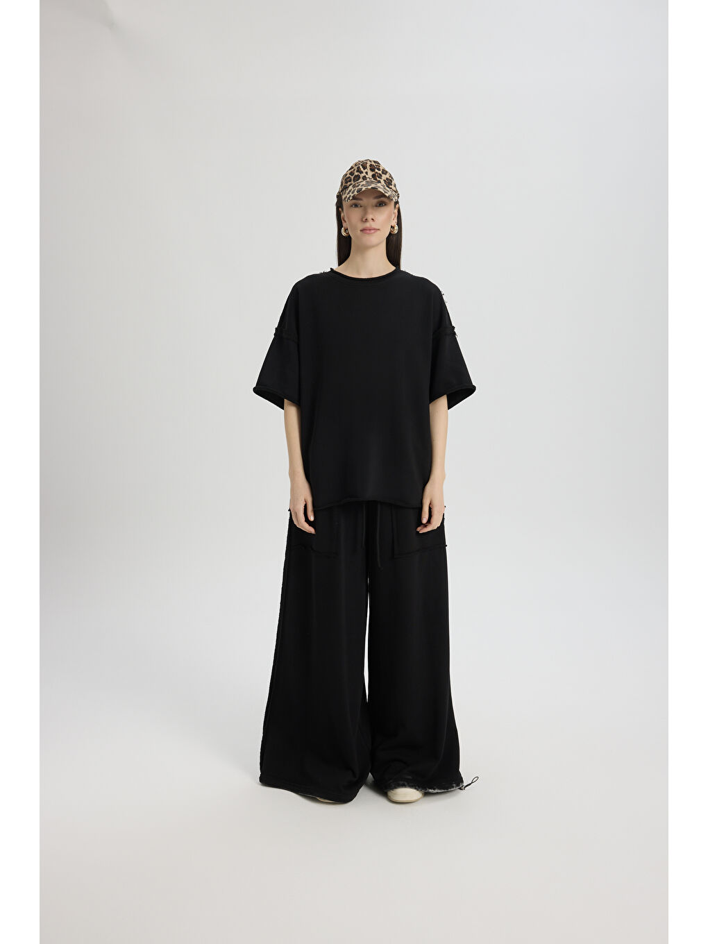 Flex Siyah Oversize T-Shirt Eşofman Takım-1