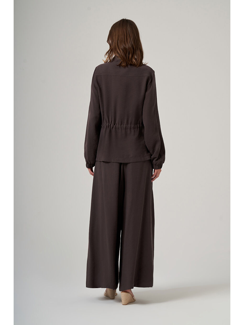 Zımba Detay Ceket Pantolon Etekli Takım 1049 Kahverengi-4