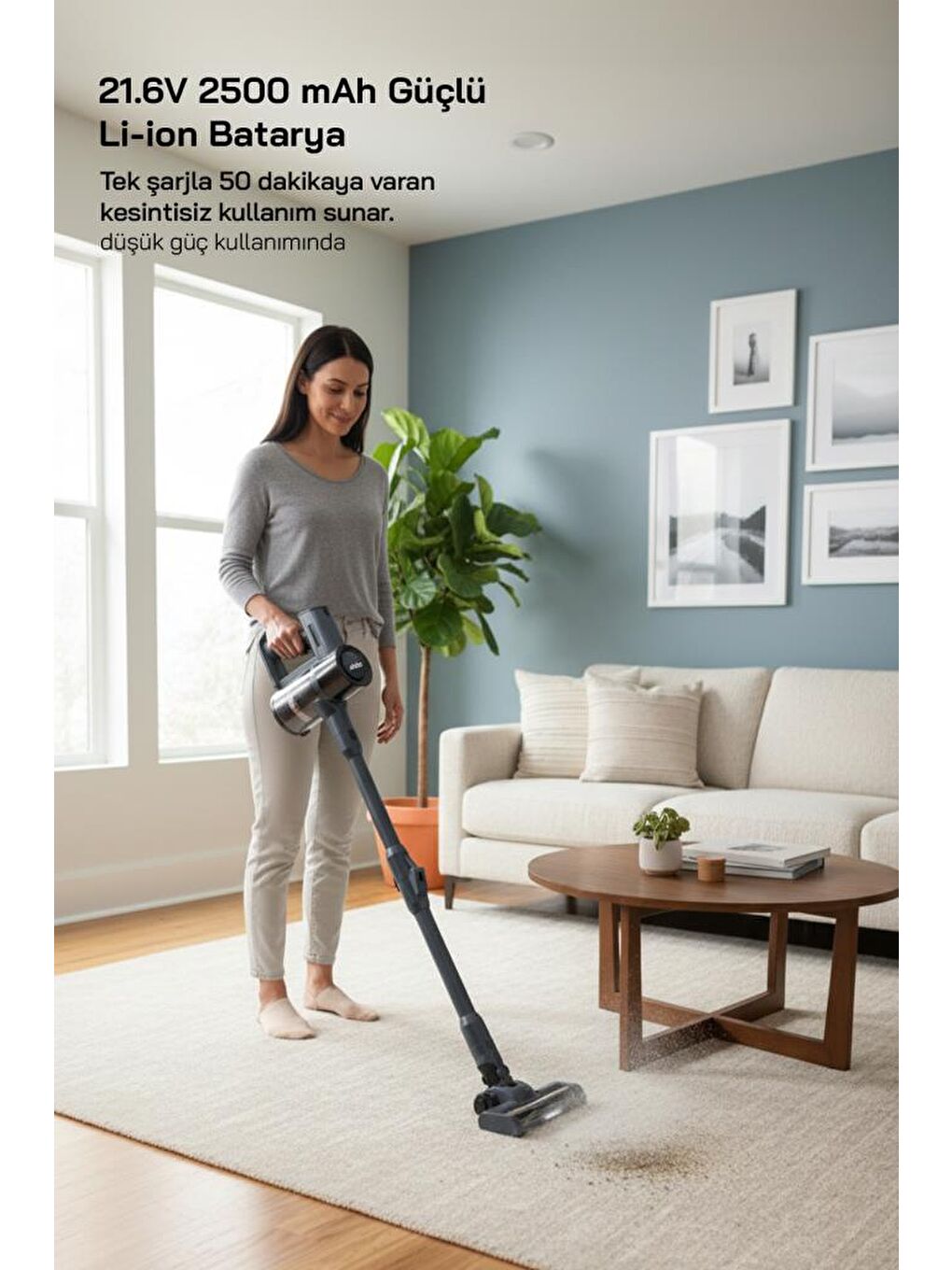 SVC-8634 Kablosuz Dikey Süpürge Lacivert – Evcil Hayvan Tüyleri İçin Güçlü Multi Cyclone-5