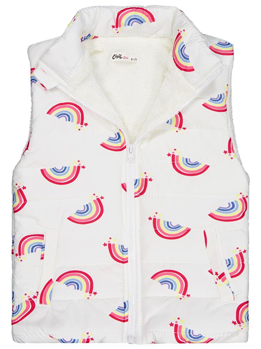 Ekru Girls Rainbow Baskılı 6-9 Yaş Yelek-2