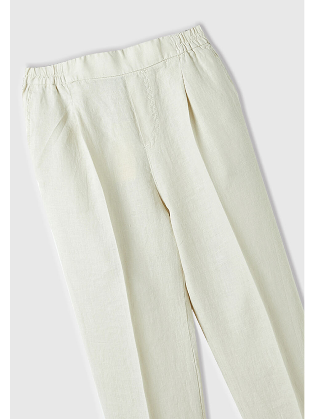 Karışık Kadın %100 Keten Beli Lastikli Pantolon-1
