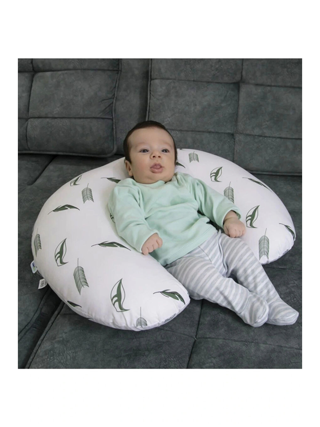 Emzirme Ve Destek Minderi Gri Çiçek-4