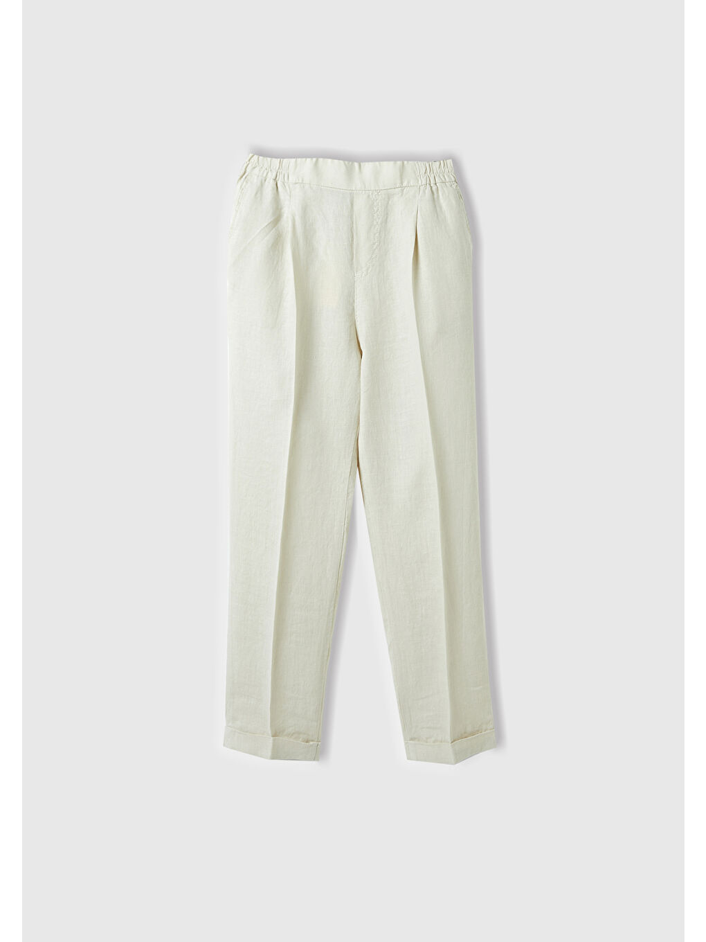 Karışık Kadın %100 Keten Beli Lastikli Pantolon-2